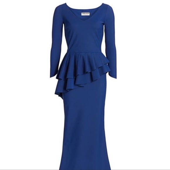 Chiara Boni Dresses & Skirts - Chiara Boni Royal Blue Ruffle Prom Dress